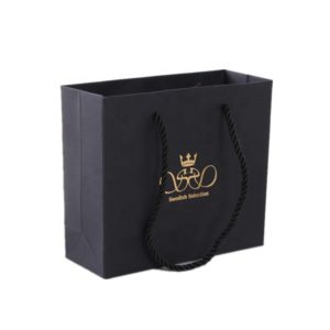 Boutique-luxury-black-hot-stamping-gold-paper-perfume-bags-Shopping-Packaging-Carrier-Paper-apparel-Bags-with-satin-handle-flat-rope