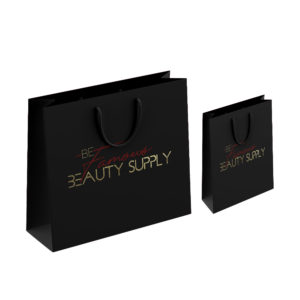 Boutique-luxury-black-hot-stamping-paper-perfume-bags-Shopping-Packaging-Carrier-Paper-apparel-Bags-with-satin-handle-flat-rope-wholesale