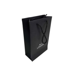 custom-black-paper-Euro-totes-bags-hot-foiled-silver-packaging-rectangle-luxury-sock-packaging-black-tiny-pp-rope-mfg -china