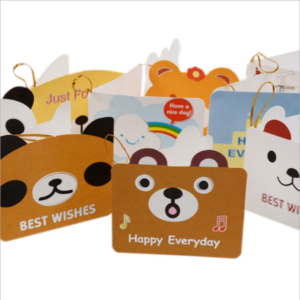 Custom-Cartoon-bear-printing-paper-greeting-gift card-best-wishes-holiday-card-wholesale