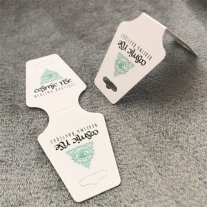 Custom-White-coated-foldover-paper-Jewelry-necklace-hang-tags-thick-loop-and-hook-bracelets-card-display-lamination-tag-printing- logo-mfg