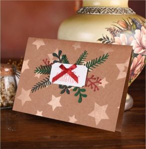 Merry-Christmas-greeting-card- happy-birthday-Folded -kraft-paper-gift-cards-3D-printed-wholesale-mfg