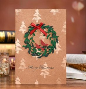 Merry-Christmas-greeting-card- happy-birthday-Folded -kraft-paper-gift-cards-wholesale