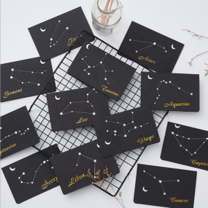 Twelve-constellations-greeting-happy-birthday-card-hot-stamping-black-paper-gift-card-wholesale